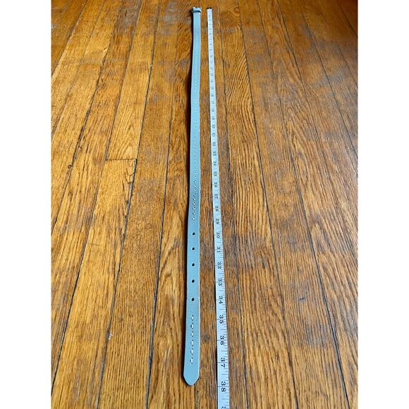 EDDIE BAUER Skinny Light Green Leather Belt w/Whipstitch Accent sz S - Picture 10 of 11